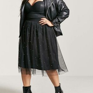 NWT F21 Plus+ Sheer Mesh Stud Tulle Skirt